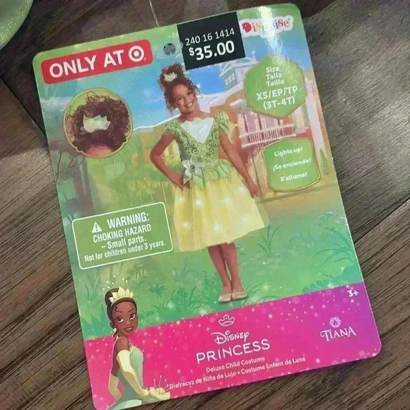 NWT Disney Princess Tiana light up dress costume 3T-4T - Picture 5 of 6